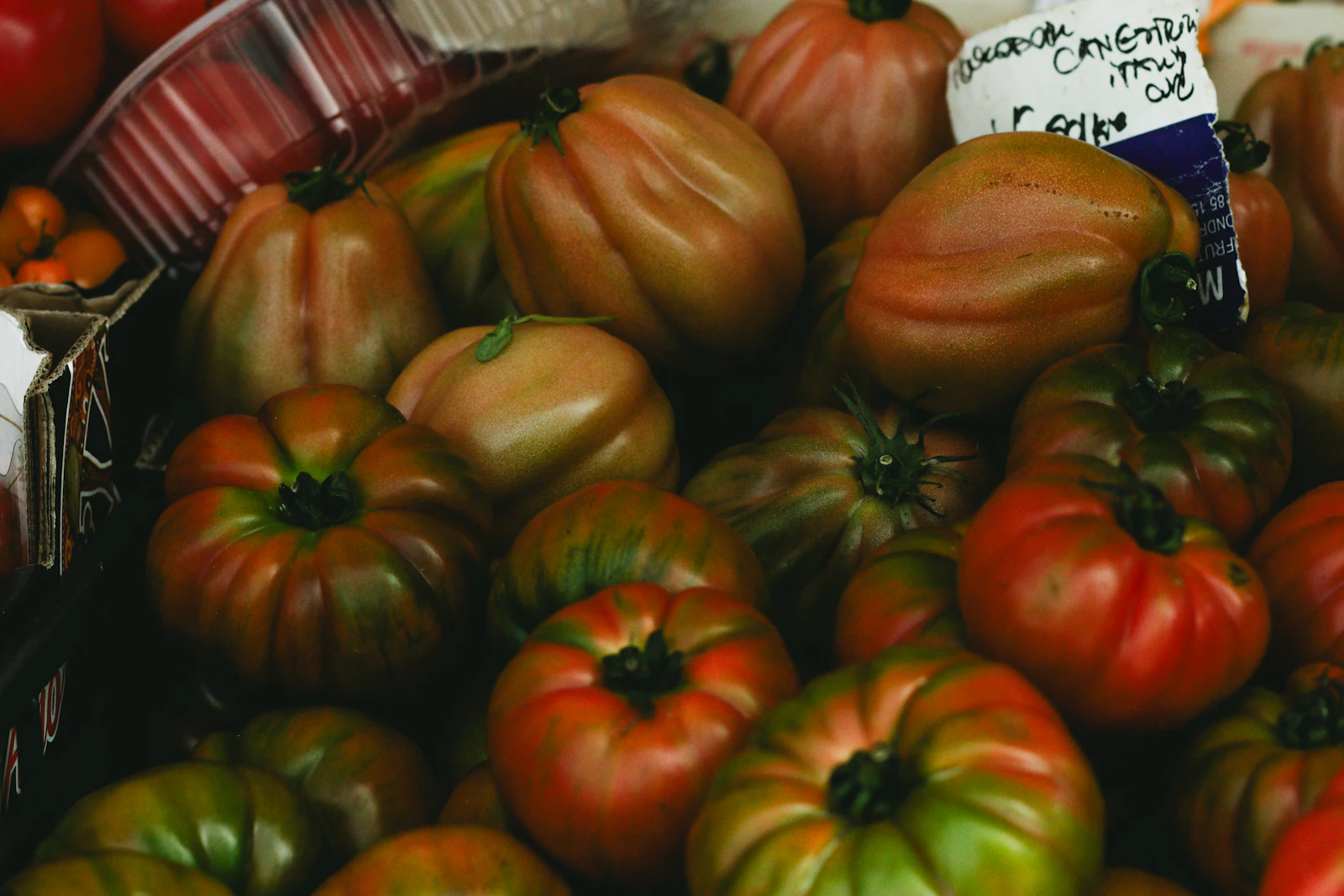 Ripe heirloom tomatoes